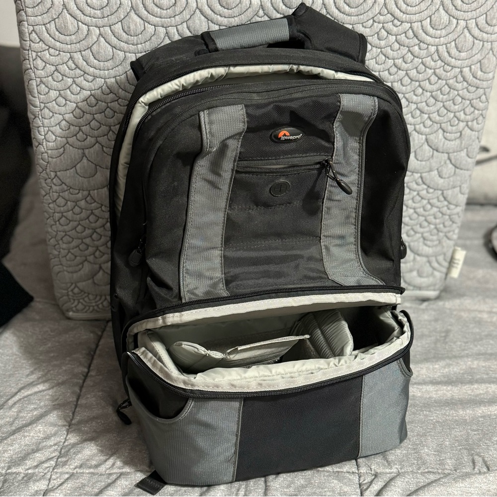 Lowepro Professional DSLR Camera Laptop Backpack Black Gray Compu Daypack